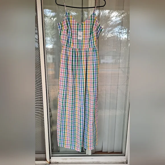 J.Crew Colorful Plaid Sundress Maxi Dress NWT Sz. 10 New With TagsNew wi… - Picture 3 of 8